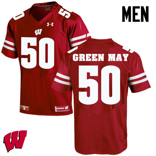 Wisconsin Badgers Men's #50 Izayah Green-May NCAA Under Armour Authentic Red College Stitched Football Jersey II40L76QC
